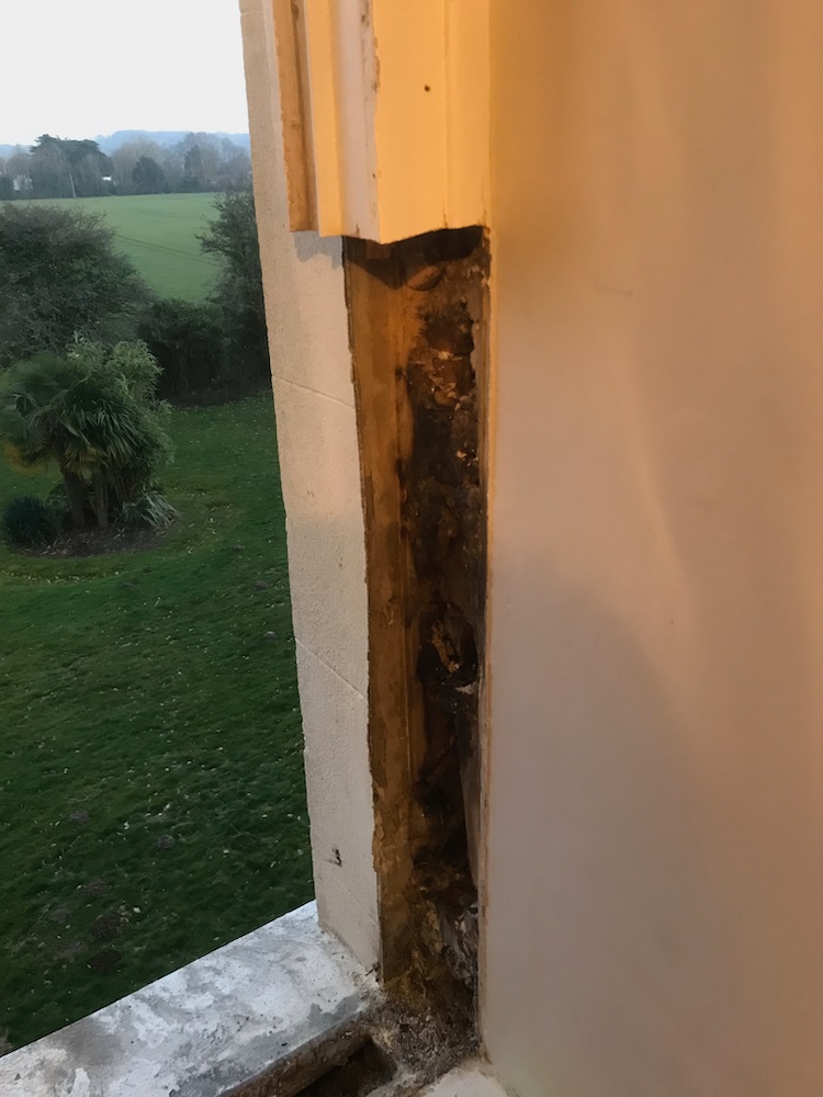 Fire damaged sash box repair